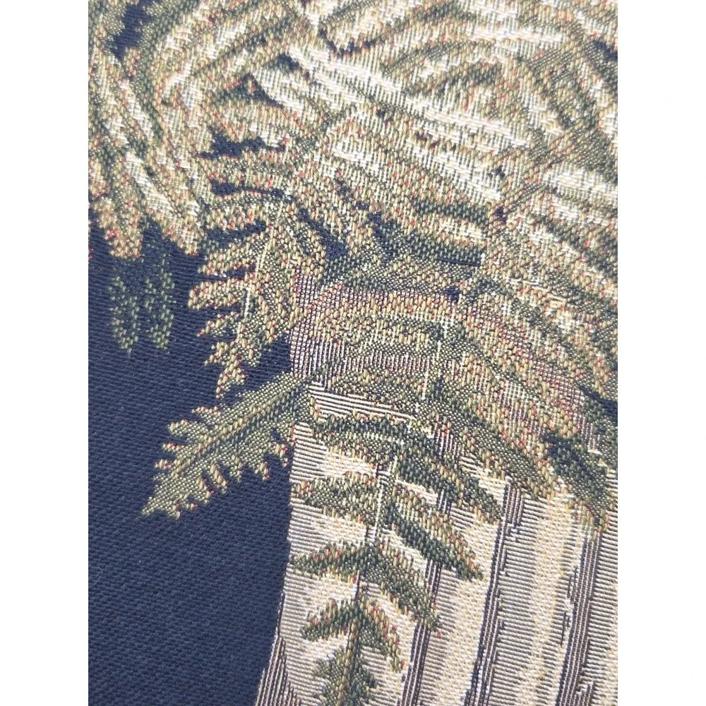 2 Vtg Borgata Tapestry‎ Rope Urn Fern Throw Pillows Black Green Tan 17 x 18 90s